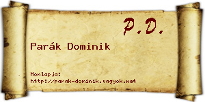 Parák Dominik névjegykártya