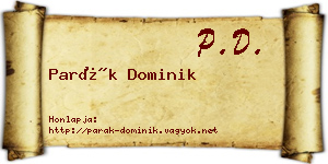 Parák Dominik névjegykártya